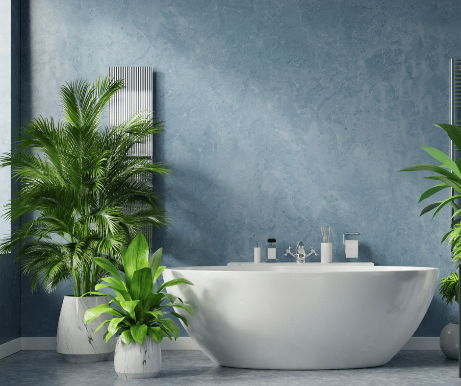 Badewanne mit Pflanzen